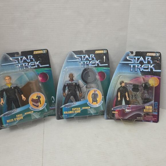 Playmates Toys Other - Lot Of 3 Star Trek DS9 Warp Factor Figures Cap Benjamin Sisko, Chief O'Brien
